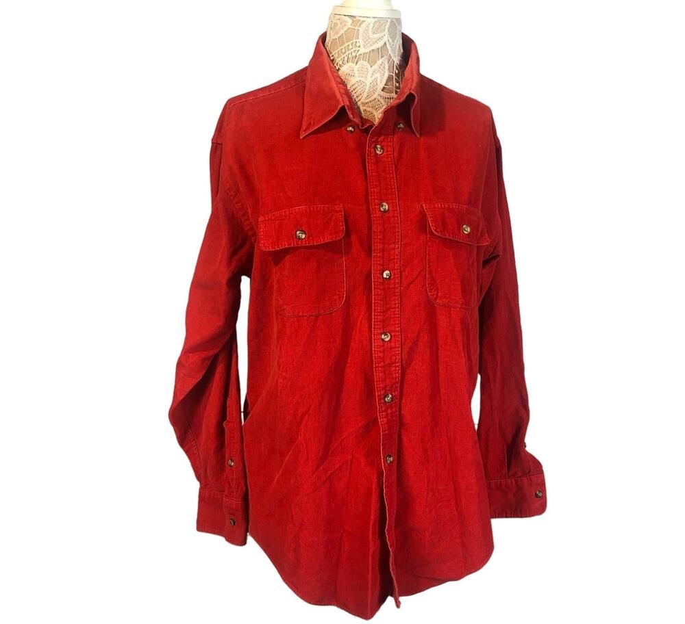 Vintage Abercrombie & Fitch red corduroy button shirt size xl